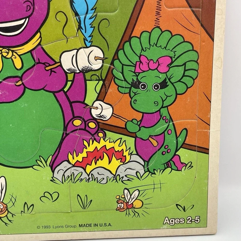 Vintage 1993 Playskool Barney Campfire Friends 6‎ Pc Puzzle Baby Bop USA Lyons